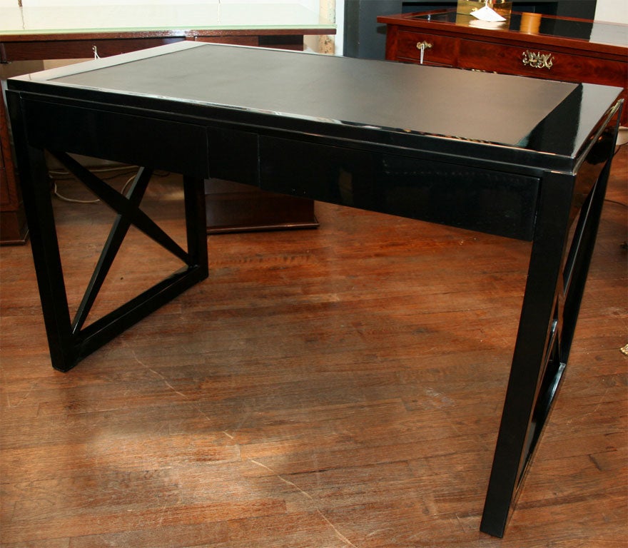 A black lacquered desk, att. Andre Devechhe 1