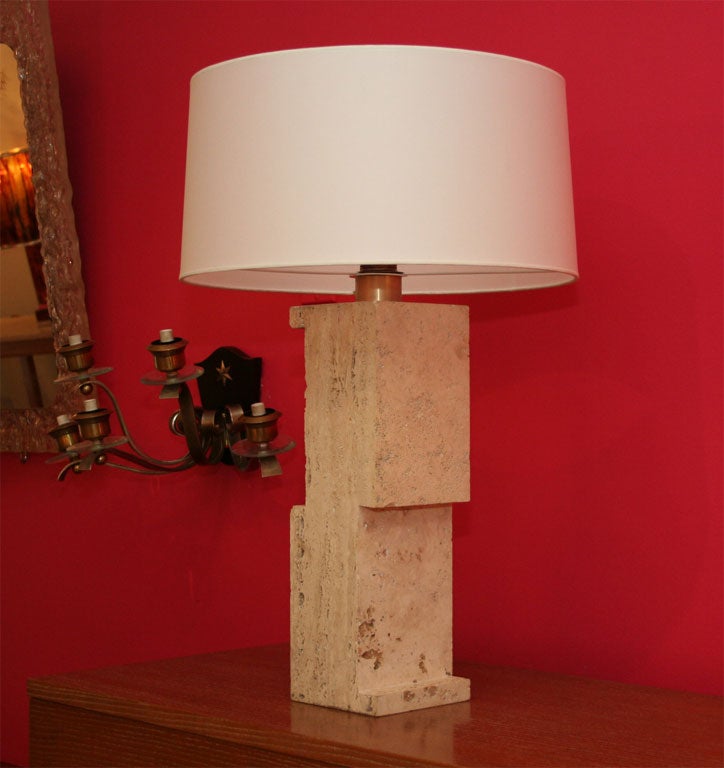 Pascal Boyer Gallery Travertine Table Lamps For Sale 2