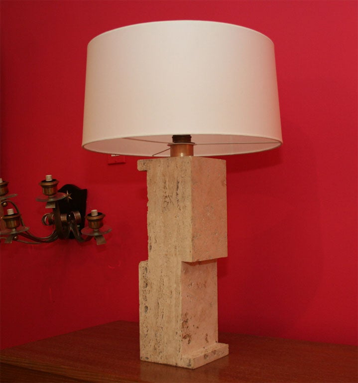 Pascal Boyer Gallery Travertine Table Lamps For Sale 3