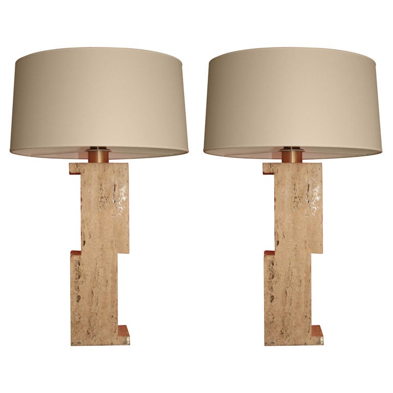 Pascal Boyer Gallery Travertine Table Lamps For Sale