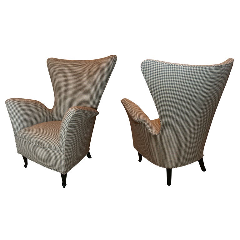 Pair of Petite High Back Lounge Chairs