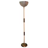 Italian Floor Lamp with Carved Glass Shade