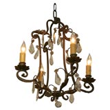 Bronze and Crystal Chandelier Vintage Bronze and Crystal Chandelier