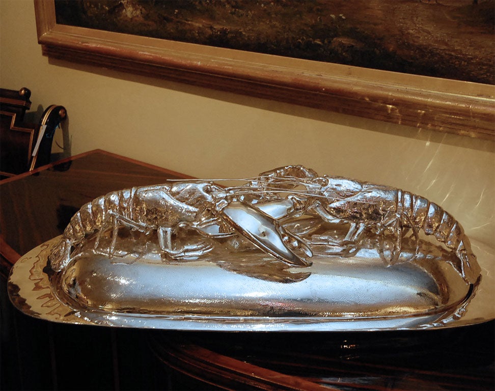 BIG SILVER FRANCO LAPINI LOBSTER COVERED SERVER