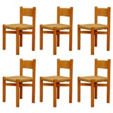 Ensemble de 6 chaises de salle à manger "Meribel" de Charlotte Perriand