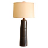 Large signed ceramic lamp with custom shade by Gordon Martz