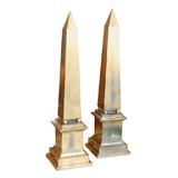 Pair of large 50's Italian patinated brass obelisks