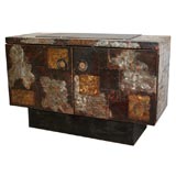 Vintage Paul Evans Metal Patchwork Cabinet with Slate Top