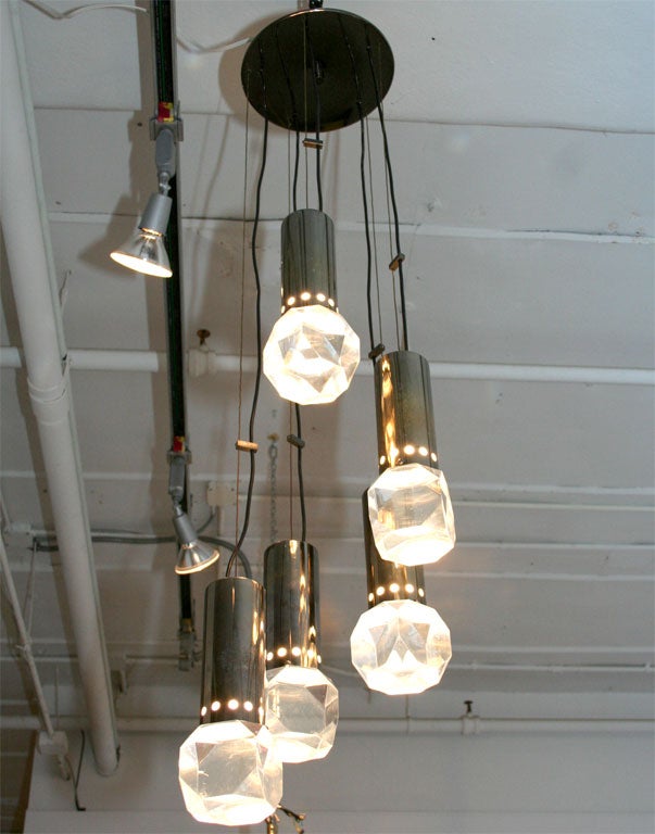 Stilnovo Gunmetal Chrome and Lucite Ceiling Light
