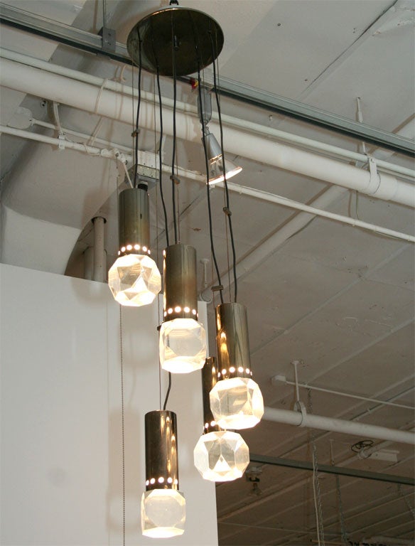 Stilnovo Gunmetal Chrome and Lucite Ceiling Light In Good Condition For Sale In New York, NY
