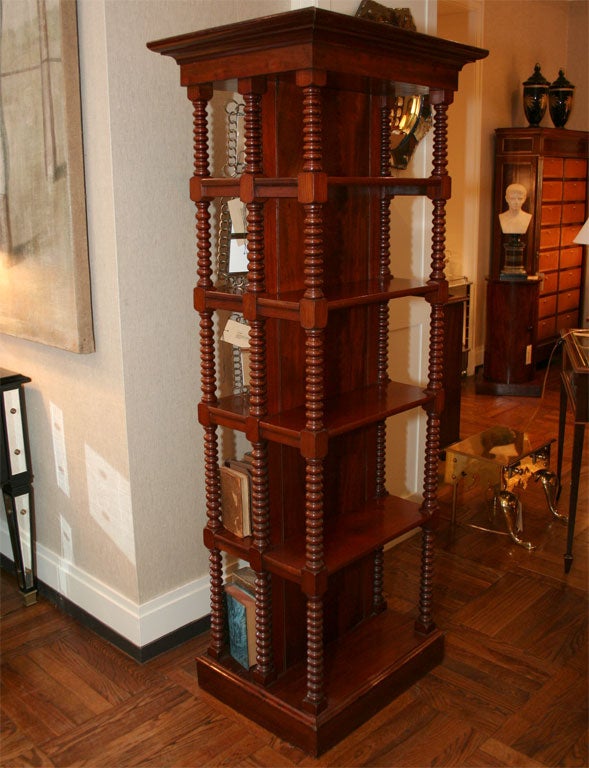 Mahogany William IV Bobbin-Turned Double-Sided Bookcase, Mid 19th Century