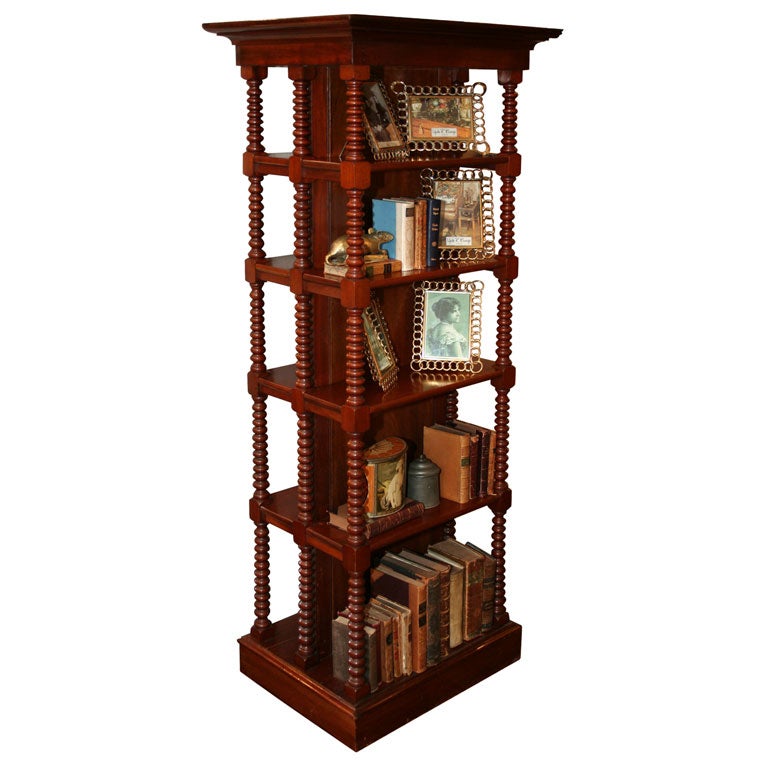 William IV Bobbin-Turned Double-Sided Bookcase, Mid 19th Century