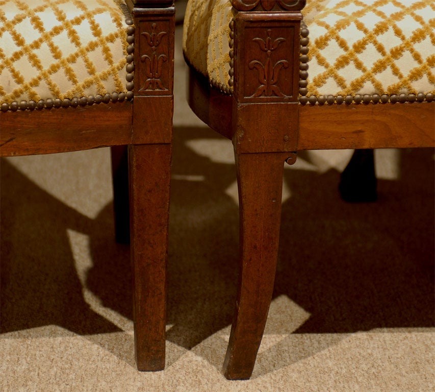 19th Century Pair of Empire Period Mahogany Fauteuils, France ca. 1810-20 For Sale