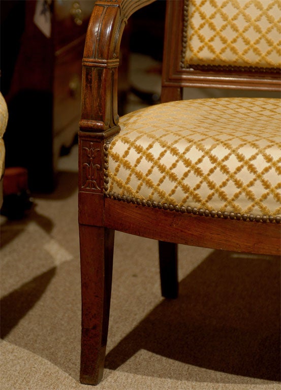 Upholstery Pair of Empire Period Mahogany Fauteuils, France ca. 1810-20 For Sale
