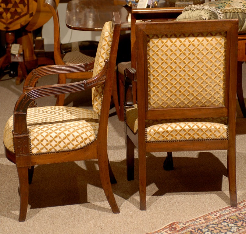 Pair of Empire Period Mahogany Fauteuils, France ca. 1810-20 For Sale 2