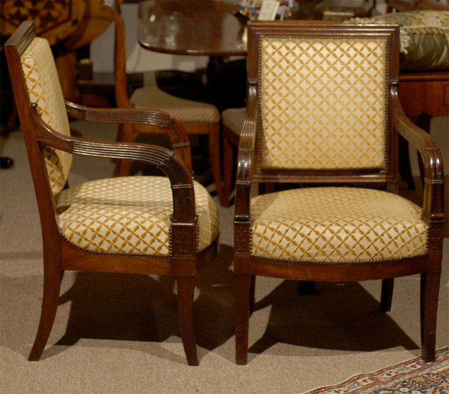 Pair of Empire Period Mahogany Fauteuils, France ca. 1810-20 For Sale 4