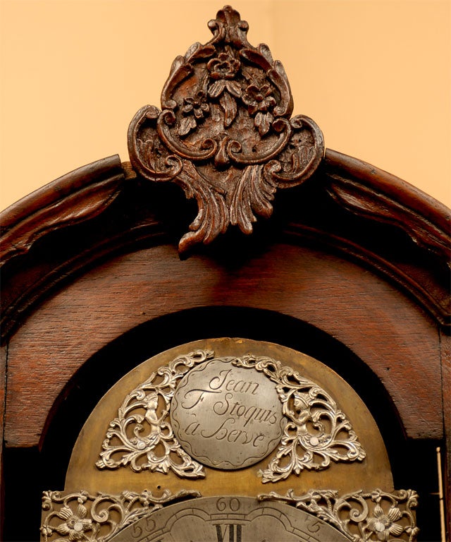 Mid-18th Century Tall case Dutch Clock in Oak, ca. 1760