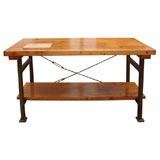 wonderful Antique industrial table with iron legs