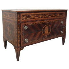 Walnut, fruitwood, kingwood, pine  and bronze chest-of-drawers