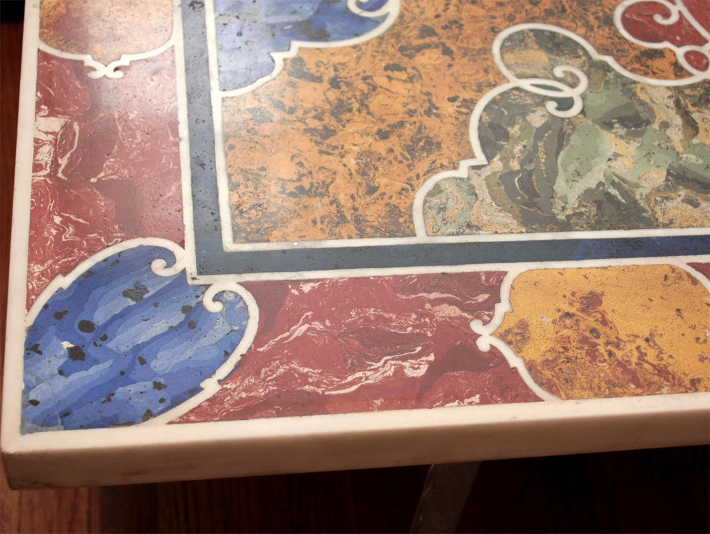 19th Century An inlaid marble and scagliola table top For Sale