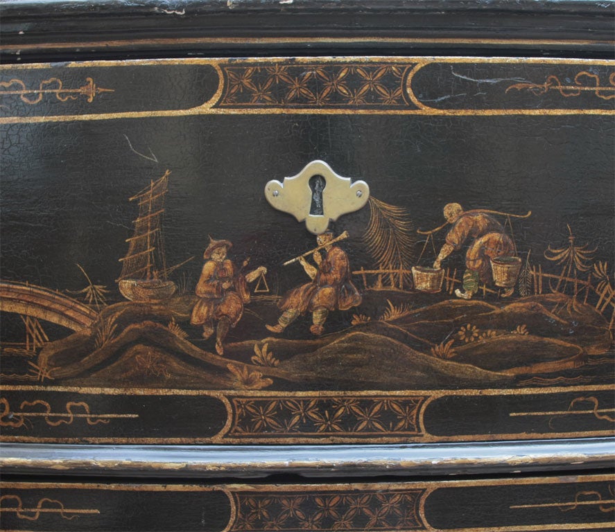 18th Century and Earlier A painted, gilded and lacquered wood chest-of-drawers