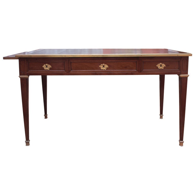 Mahogany and oak writing table (bureau-plat)  by Fidelys Schey For Sale
