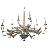 1940'S Large-Scale White Painted 16 Arm Chandelier
