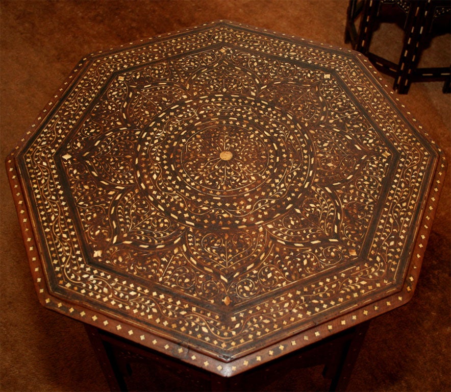 19th Century Indian Ivory and Inlaid Octagonal Table