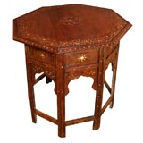 Large Indian Ivory Inlaid Octagonal Occasional Table/Teapoy
