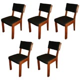 Set of Six French Art Deco Dining Chairs by Charles Dudouyt