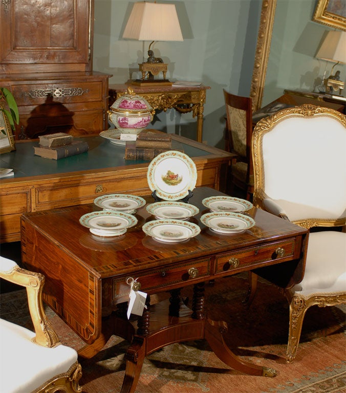 Set of 5 Old Paris Plates/ 2 pedestal plates - Pastorale Scene