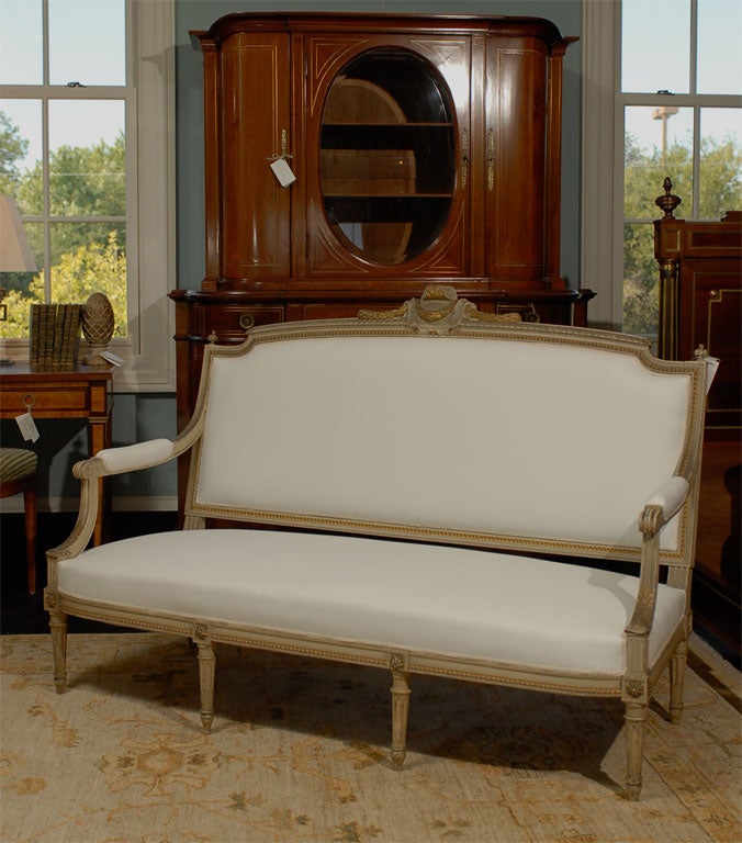 19th Century Louis XVI Style Polychromed and Gilded Canape