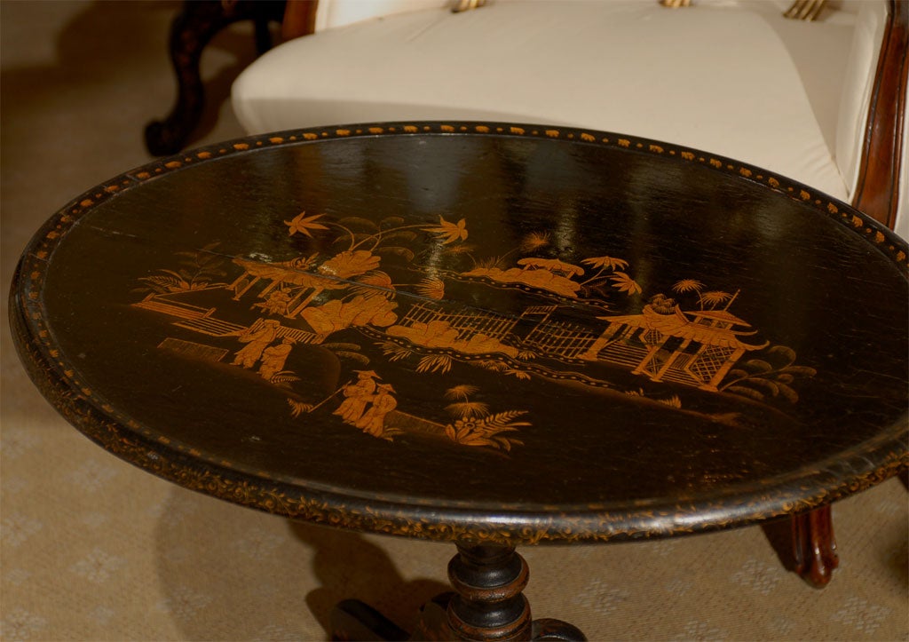 19th Century 19thC OVAL CHINOISERIE COFFEE TABLE