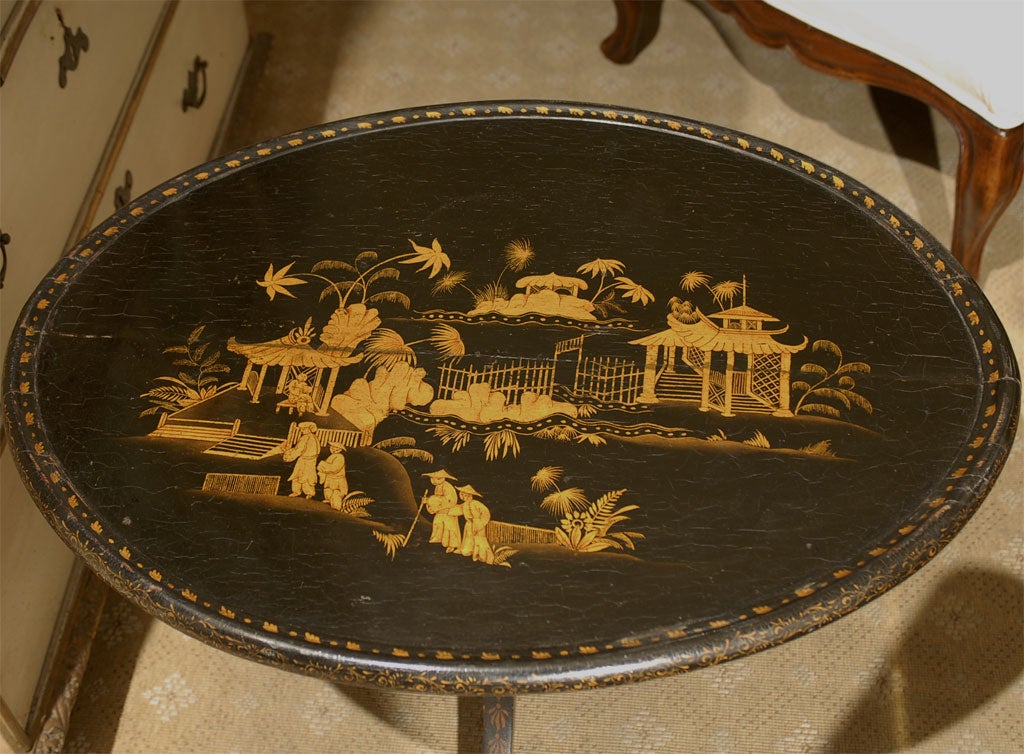 19thC OVAL CHINOISERIE COFFEE TABLE 1
