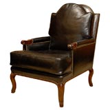 EARLY 20thC LOUIS XV STYLE LEATHER BERGERE