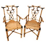 Pair of Maitland Smith Bamboo and Rattan Chairs