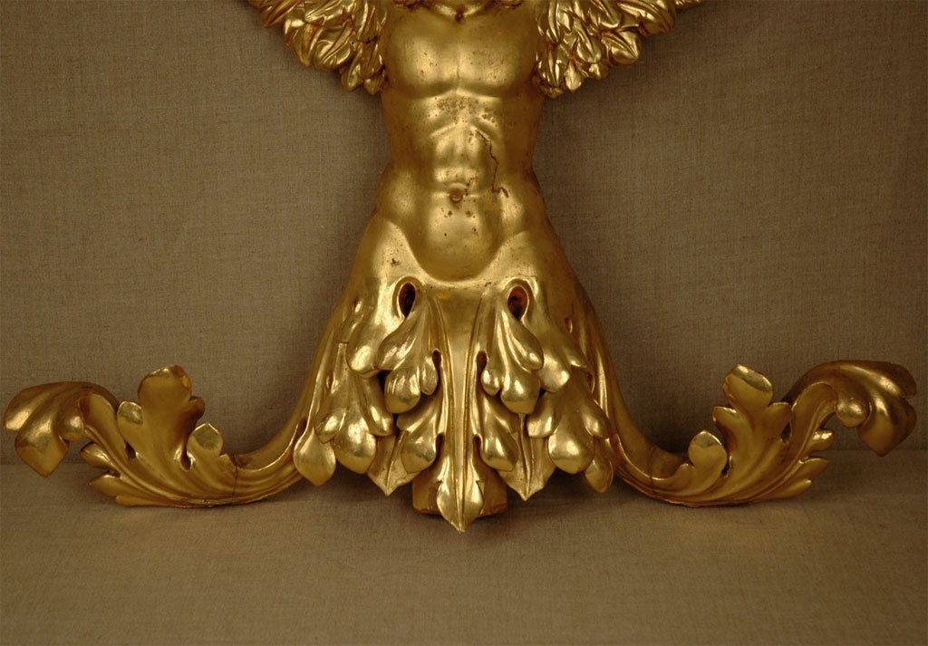 Italian, 19th Century, Gilded Angel In Good Condition For Sale In Newport Beach, CA