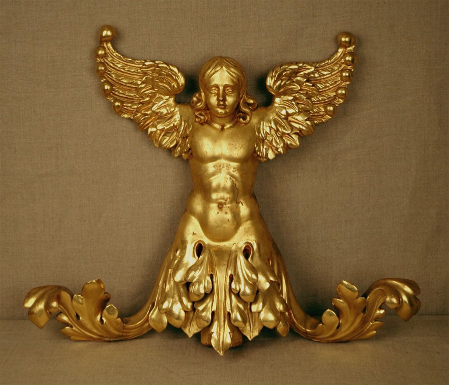 Gesso Italian, 19th Century, Gilded Angel For Sale