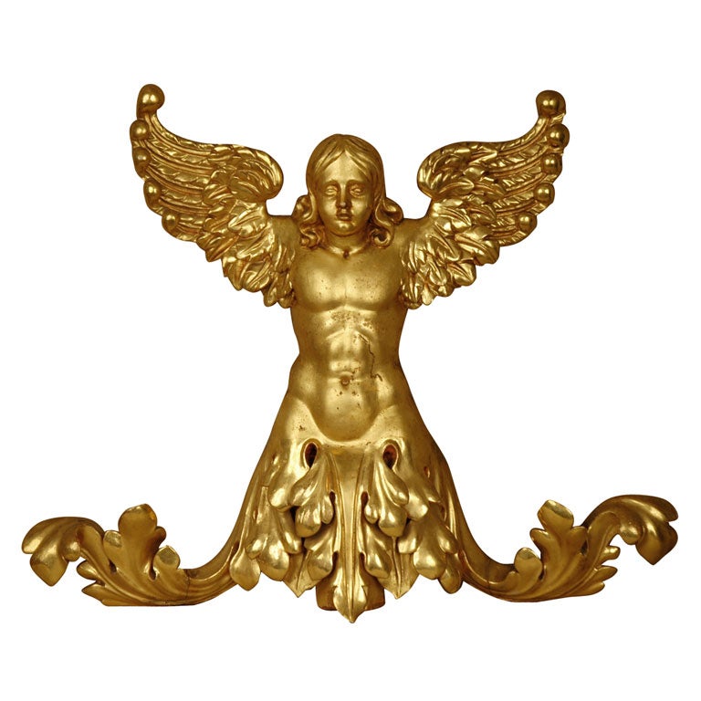 Italienisch, 19. Jahrhundert, Vergoldeter Engel