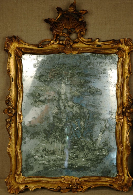 Pair of Venetian Etched Mirrors