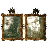 Pair of Venetian Etched Mirrors