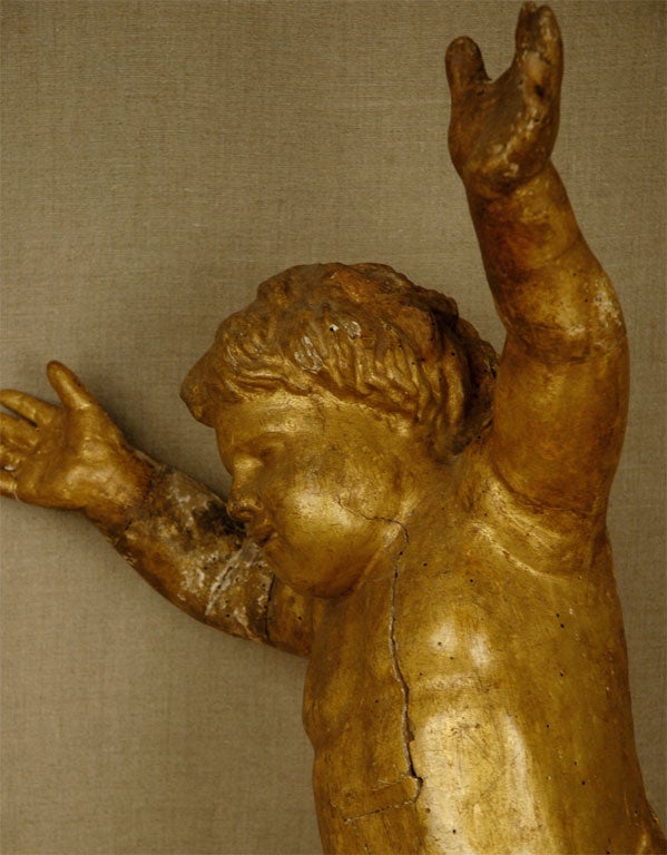 Italian 18th Century Giltwood Angel For Sale