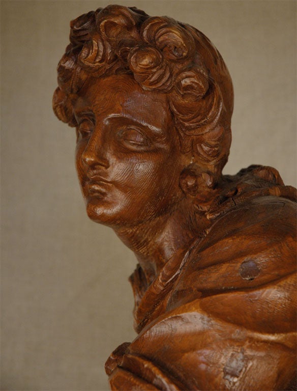 18th Century Oak Statue of Kneeling Woman For Sale 1