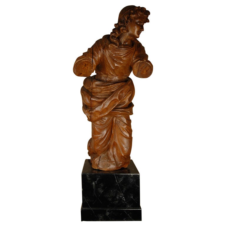 18th Century Oak Statue of Kneeling Woman For Sale