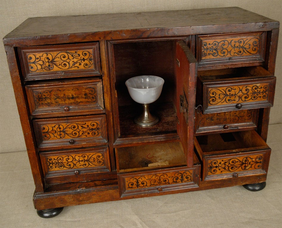 18th Century and Earlier Italian Walnut Ebonized Table Cabinet