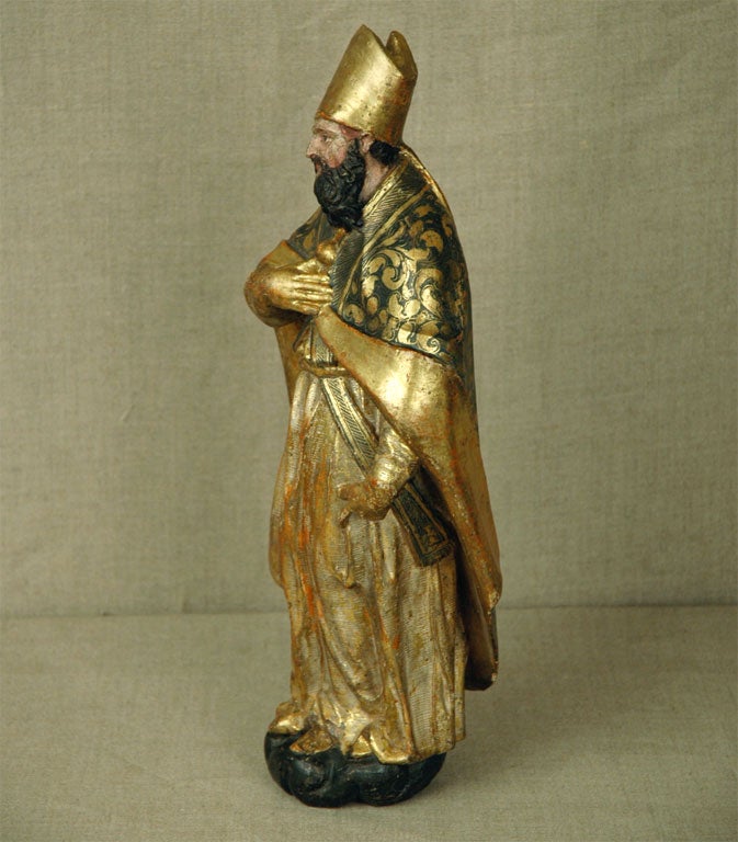 Vergoldete venezianische Statue eines Bischofs im Angebot 1