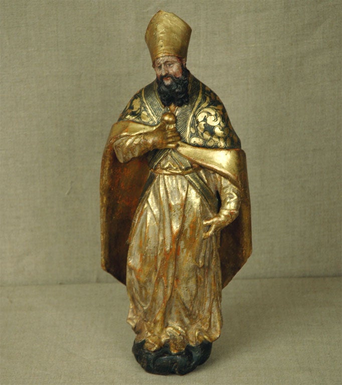 Vergoldete venezianische Statue eines Bischofs im Angebot 2