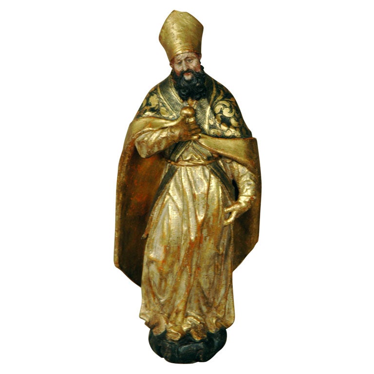 Estatua veneciana dorada de un obispo en venta