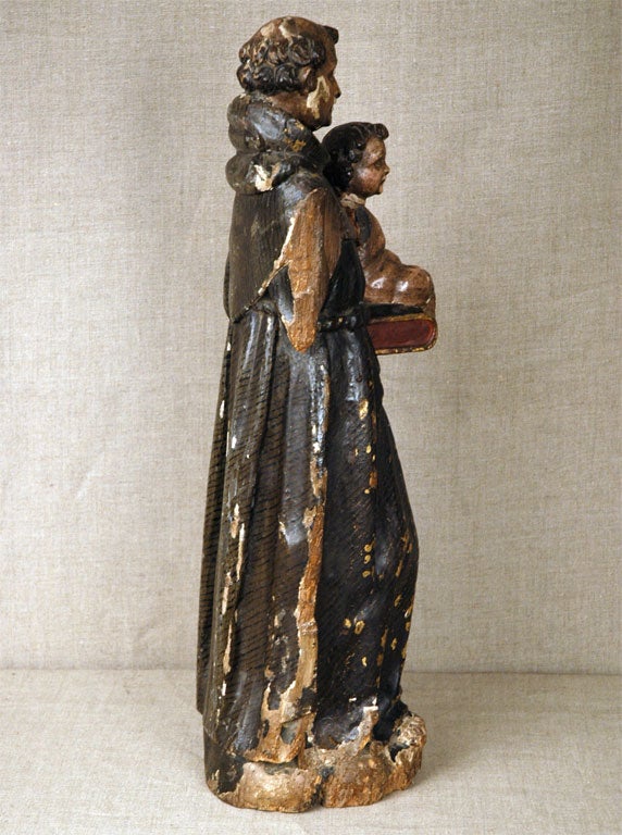 Statue des Heiligen Antonius und des Christuskinds (18. Jahrhundert und früher) im Angebot