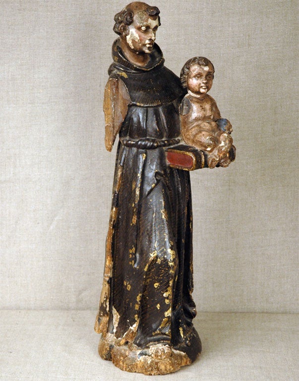 Statue des Heiligen Antonius und des Christuskinds (Gips) im Angebot